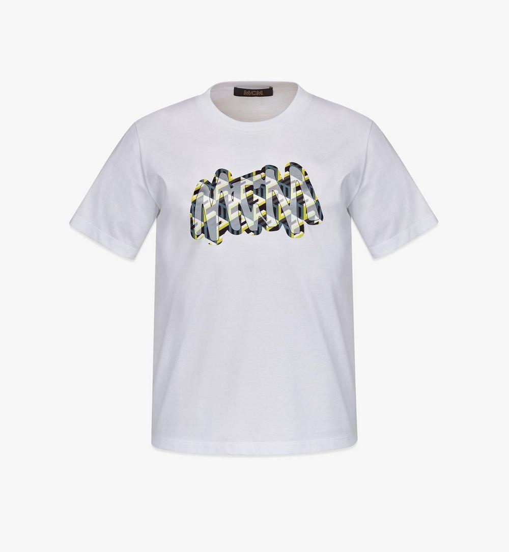 Women’s MCM Sommer Cubic Logo Print T-Shirt in Organic Cotton 1